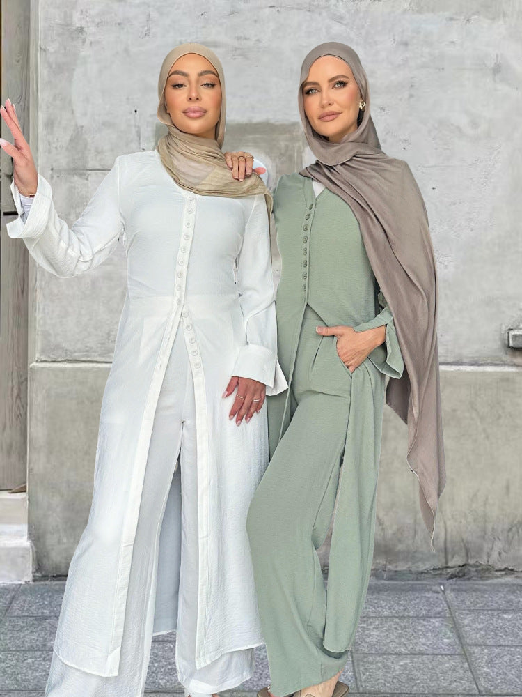 Dubai Casual Solid Color Two-Piece Women Outfit