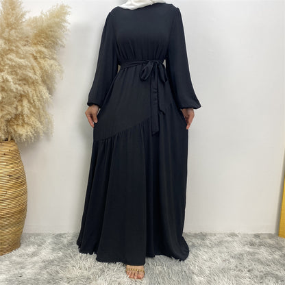 Stitching Swing Solid Color Dress Dubai Women