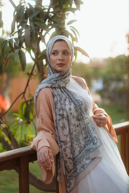 Satin Printed Head Wrap Scarf Elegant Shawl