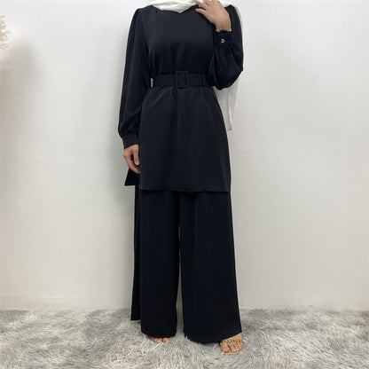 Solid Color Dubai Two-Piece Set for Women