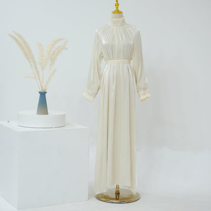 Pure Color Tie Dress Elegant Dubai Turkey