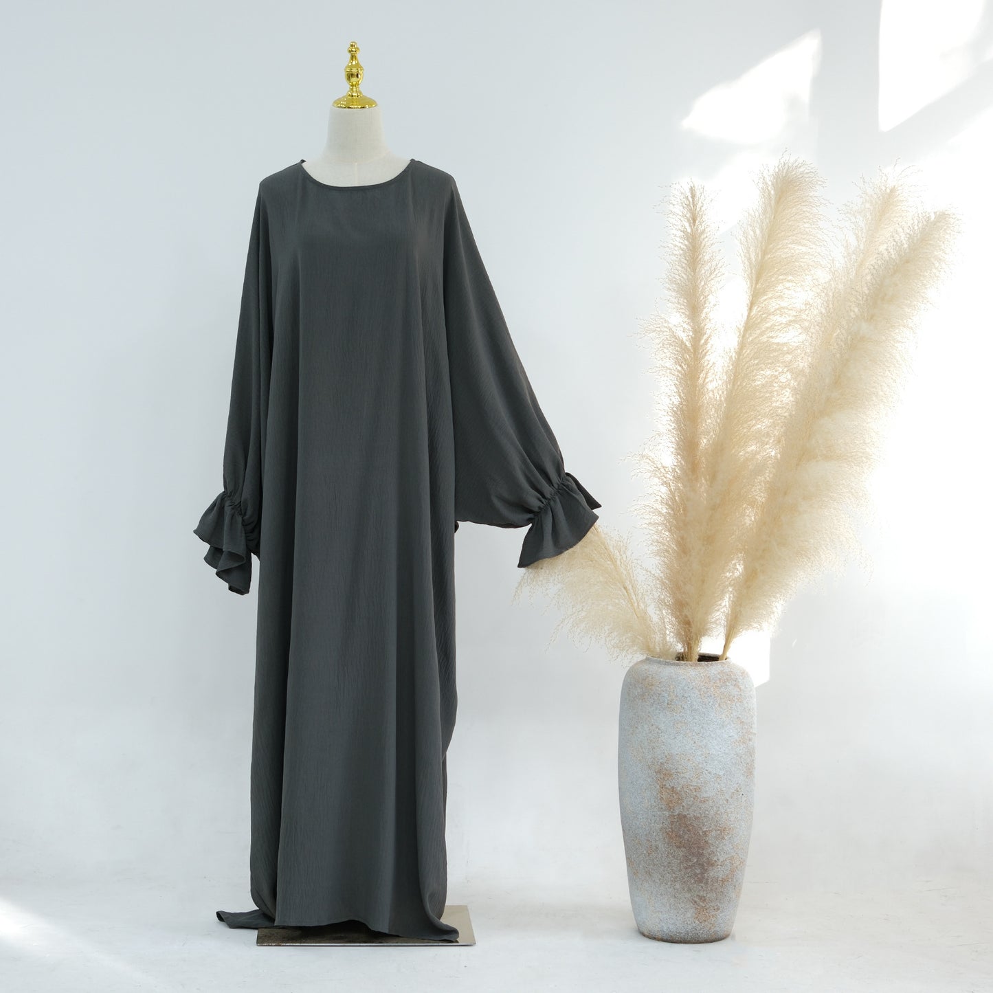 Solid Color Dubai Dress Long Middle East Wear